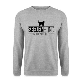Goldendoodle Seelenhund Hundespruch Wilsigns - Unisex Pullover - Weißgrau meliert - Vorne - Alina (178cm) & Michal (187cm)