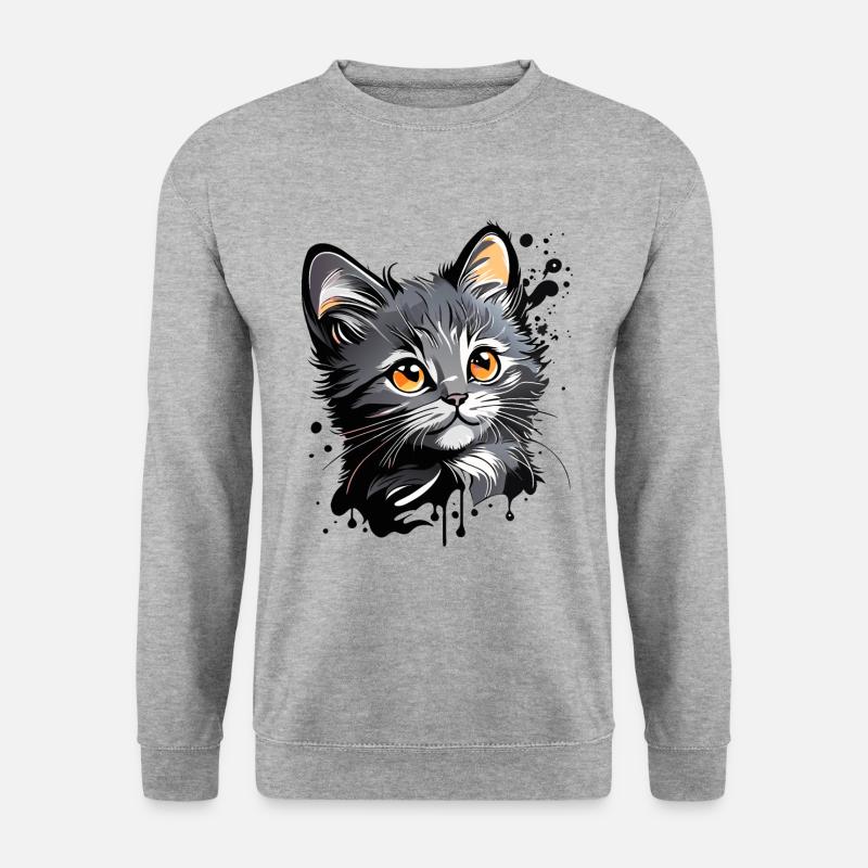 niedliches Kätzchen, Katze - Unisex Pullover - Weißgrau meliert