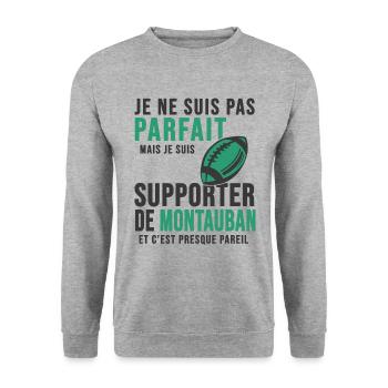 supporter rugby stade Montauban club Montalbanaise - Sweat-shirt Unisexe - gris chiné - Devant - Alina (178cm) & Michal (187cm)