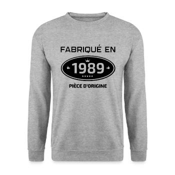 FABRIQUÉ EN 1989 PIÈCE D'ORIGINE - Sweat-shirt Unisexe - gris chiné - Devant - Alina (178cm) & Michal (187cm)