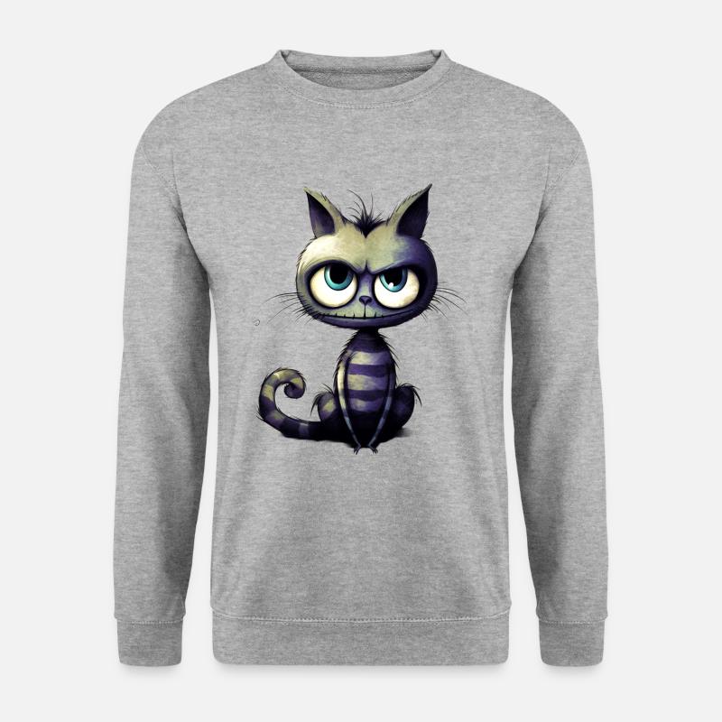 Hässliche Katze - Unisex Pullover - Weißgrau meliert