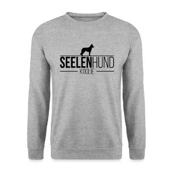 Koolie Seelenhund Hunde Hund Wilsigns - Unisex Pullover - Weißgrau meliert - Vorne - Alina (178cm) & Michal (187cm)