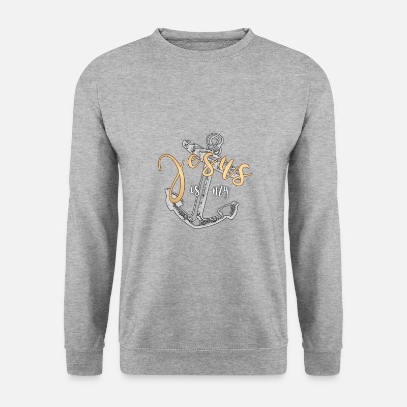 Conception chrétienne - Jésus est mon ancre - Sweat-shirt Unisexe - gris chiné