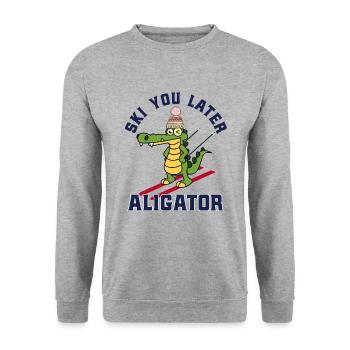 Ski - Unisex Pullover - Weißgrau meliert - Vorne - Alina (178cm) & Michal (187cm)
