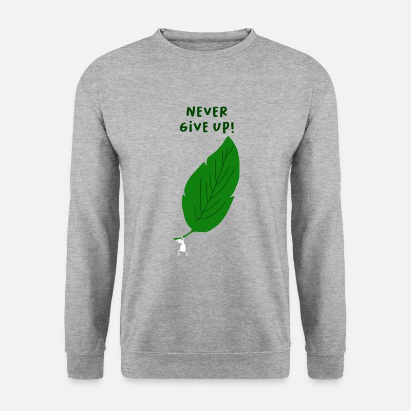 Never give up - Unisex Pullover - Weißgrau meliert