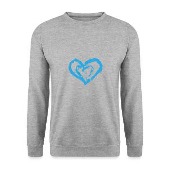 Heart in heart blue love love t-shirt - Unisex Sweatshirt - salt & pepper - Front - Alina (178cm) & Michal (187cm)