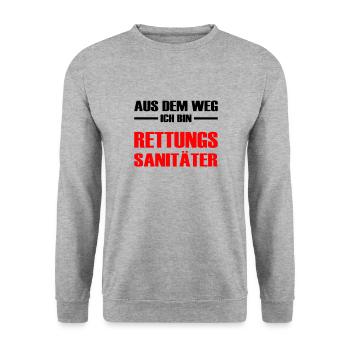 Aus dem Weg Ich bin Rettungssanitäter Sanitäterin - Unisex Pullover - Weißgrau meliert - Vorne - Alina (178cm) & Michal (187cm)