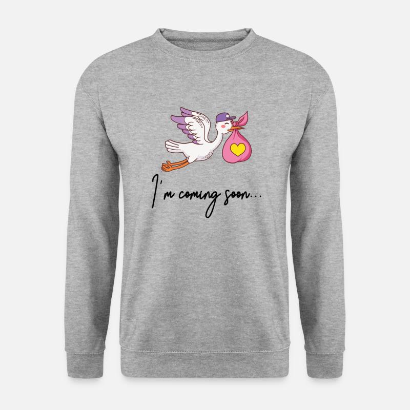 I'm Coming Soon Schwangerschaft Baby Geburt - Unisex Pullover - Weißgrau meliert