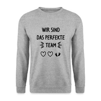 Wir Sind Das Perfekte Team Familie Baby Hund - Unisex Pullover - Weißgrau meliert - Vorne - Alina (178cm) & Michal (187cm)