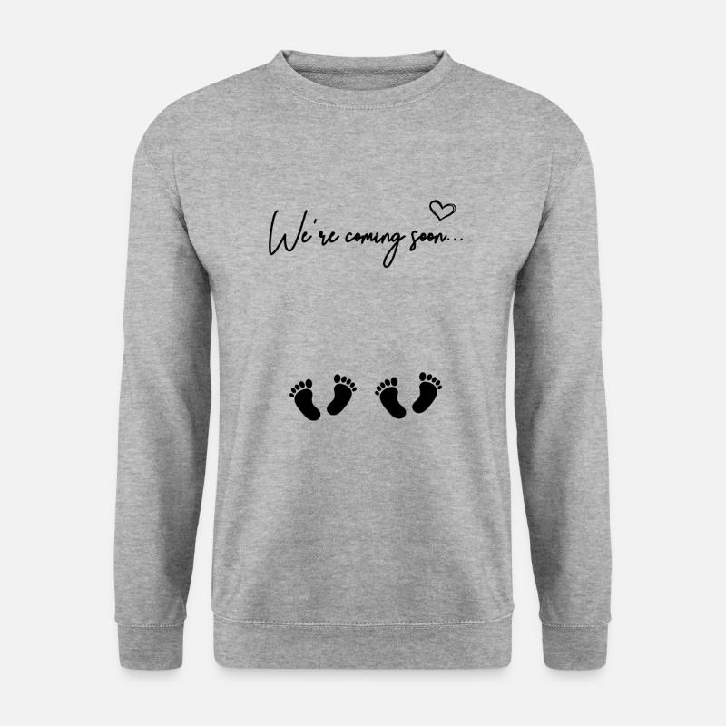 I'm Coming Soon Zwillinge Schwangerschaft Geburt - Unisex Pullover - Weißgrau meliert