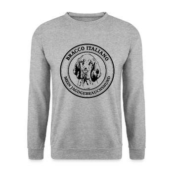 Bracco Italiano Jagdgebrauchshund Jagdhunde Hunde - Unisex Pullover - Weißgrau meliert - Vorne - Alina (178cm) & Michal (187cm)