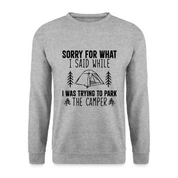 Cool Camping Saying Gift Idea - Unisex Sweatshirt - salt & pepper - Front - Alina (178cm) & Michal (187cm)