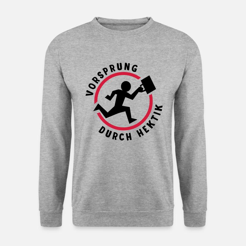 Vorsprung durch Hektik - Unisex Pullover - Weißgrau meliert