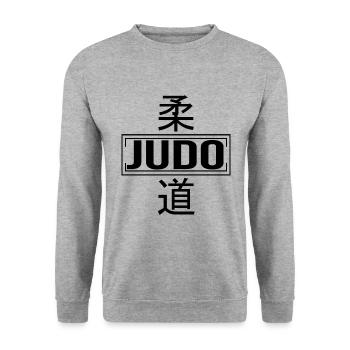 Judo Kanji - Unisex Pullover - Weißgrau meliert - Vorne - Alina (178cm) & Michal (187cm)