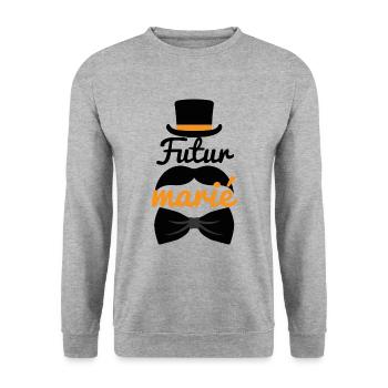 Futur marié - Sweat-shirt Unisexe - gris chiné - Devant - Alina (178cm) & Michal (187cm)