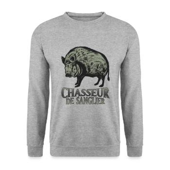 Boar hunter - gift - Unisex Sweatshirt - salt & pepper - Front - Alina (178cm) & Michal (187cm)