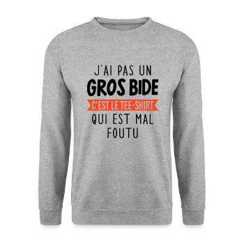 J'ai Pas Un Gros Bide Humour Papa Sarcasme - Sweat-shirt Unisexe - gris chiné - Devant - Alina (178cm) & Michal (187cm)