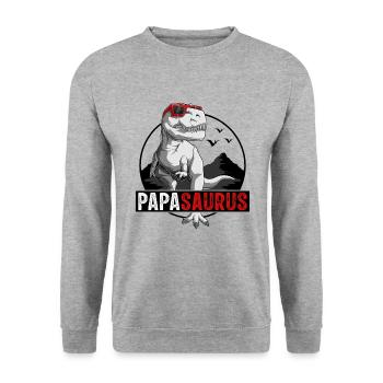 Papasaurus Rex Idée Cadeau Papa Dinosaure - Sweat-shirt Unisexe - gris chiné - Devant - Alina (178cm) & Michal (187cm)