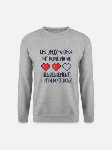 Les Jeux Vidéos Ont Ruiné Ma Vie Humour Geek - Sweat-shirt Unisexe - gris chiné