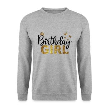 Geburtstagskind Coole Geburtstagsparty für Kinder Mädchen - Unisex Pullover - Weißgrau meliert - Vorne - Alina (178cm) & Michal (187cm)