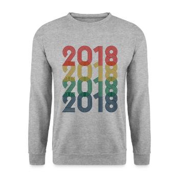Cool Retro 2018, 5 Years Old, 5th Birthday Kids - Unisex Sweatshirt - salt & pepper - Front - Alina (178cm) & Michal (187cm)