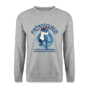 Big Brother Dinosaur Humor Frerosaurus Family - Unisex Sweatshirt - salt & pepper - Front - Alina (178cm) & Michal (187cm)