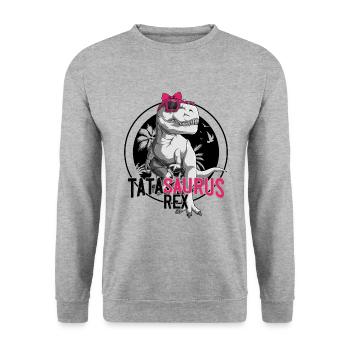 Tatasaurus Meilleur Tata Dinosaure Cadeau Tante - Sweat-shirt Unisexe - gris chiné - Devant - Alina (178cm) & Michal (187cm)