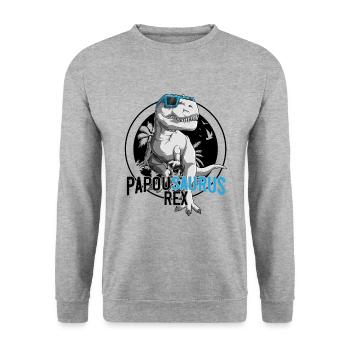 Geschenk Beste Papuan Dinosaurier Vatertag - Unisex Pullover - Weißgrau meliert - Vorne - Alina (178cm) & Michal (187cm)