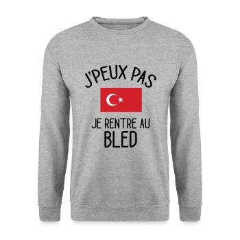 J'Peux Pas Turquie Humour Idée Cadeau Turc - Sweat-shirt Unisexe - gris chiné - Devant - Alina (178cm) & Michal (187cm)