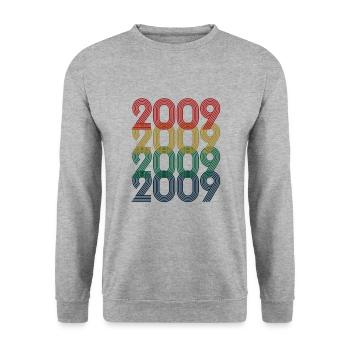 Cool Retro 2009, 14 Jahre alt, 14. Geburtstag Teens - Unisex Pullover - Weißgrau meliert - Vorne - Alina (178cm) & Michal (187cm)