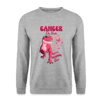 Brustkrebs Oktober Rosa Schmetterling Dinosaurier - Unisex Pullover - Weißgrau meliert - Vorne - Alina (178cm) & Michal (187cm)