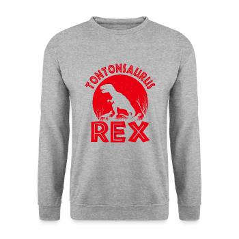 Tontonsaurus Rex Tonton Dinosaure Cadeau Oncle - Sweat-shirt Unisexe - gris chiné - Devant - Alina (178cm) & Michal (187cm)