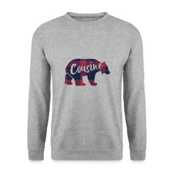 Cousine Ours Idée Cadeau Assortis Pour La Famille - Sweat-shirt Unisexe - gris chiné - Devant - Alina (178cm) & Michal (187cm)