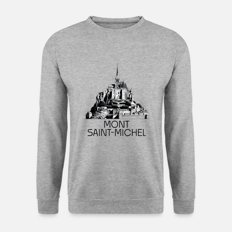 Mont Saint Michel Souvenir aus der Normandie Frankreich - Unisex Pullover - Weißgrau meliert
