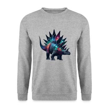 Galactic Stegosaurus: Dinosaur Stars Constellation - Unisex Sweatshirt - salt & pepper - Front - Alina (178cm) & Michal (187cm)