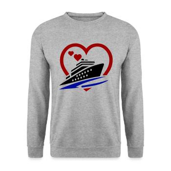 Kreuzfahrt Love - Unisex Pullover - Weißgrau meliert - Vorne - Alina (178cm) & Michal (187cm)