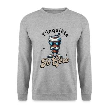 Don't worry I manage cool coffee mug gift - Unisex Sweatshirt - salt & pepper - Front - Alina (178cm) & Michal (187cm)