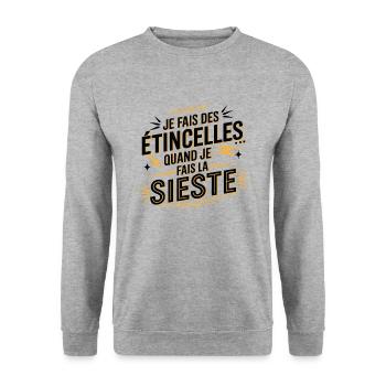 Ich funke, wenn ich ein Nickerchen mache - Unisex Pullover - Weißgrau meliert - Vorne - Alina (178cm) & Michal (187cm)