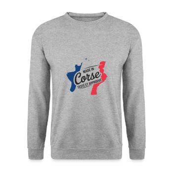 Made In Corse Testé Et Approuvé - Sweat-shirt Unisexe - gris chiné - Devant - Alina (178cm) & Michal (187cm)