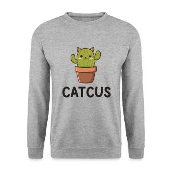 Catcus Cactus Cat Cute Cat Mexican Humor - Unisex Sweatshirt - salt & pepper - Front - Alina (178cm) & Michal (187cm)