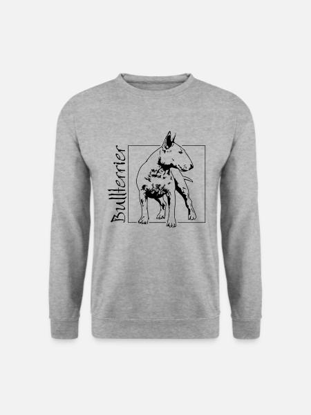 BULLTERRIER Hundeportrait Hunde Hund Wilsigns - Unisex Pullover - Weißgrau meliert