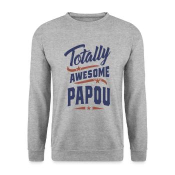 Absolut großartiger Papou - Unisex Pullover - Weißgrau meliert - Vorne - Alina (178cm) & Michal (187cm)