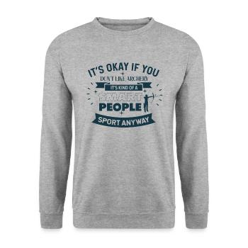 Olympus Archery – Ok if you don't like archery - Unisex Sweatshirt - salt & pepper - Front - Alina (178cm) & Michal (187cm)