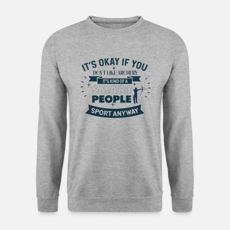 Olymp Bogenschießen – Ok if you don't like archery - Unisex Pullover - Weißgrau meliert