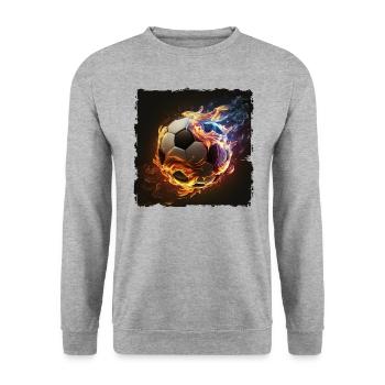 Football Fire Flame - Unisex Sweatshirt - salt & pepper - Front - Alina (178cm) & Michal (187cm)