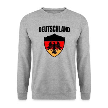 Deutschland - Unisex Pullover - Weißgrau meliert - Vorne - Alina (178cm) & Michal (187cm)