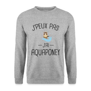 j'peux pas j'ai aqua poney - humour cadeau - Sweat-shirt Unisexe - gris chiné - Devant - Alina (178cm) & Michal (187cm)