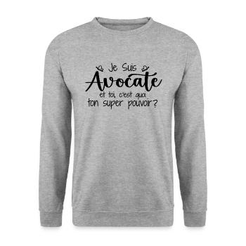 I am a lawyer. What's your superpower? - Unisex Sweatshirt - salt & pepper - Front - Alina (178cm) & Michal (187cm)