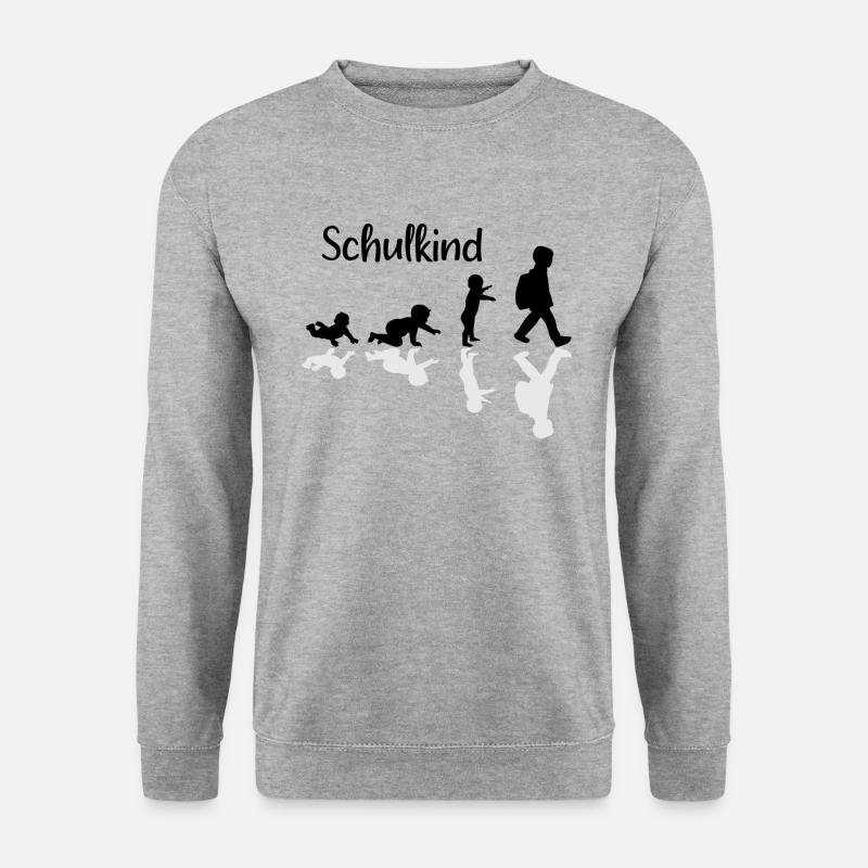 Schulkind Evolution Erstklässler Schule - Unisex Pullover - Weißgrau meliert