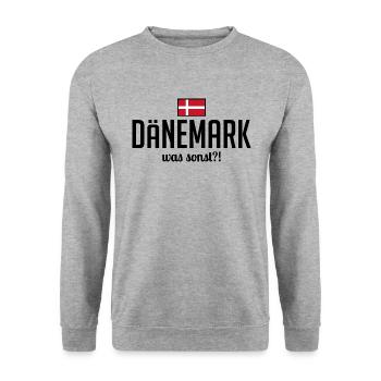 Dänemark was sonst Spruch Urlaubsland Urlaub - Unisex Pullover - Weißgrau meliert - Vorne - Alina (178cm) & Michal (187cm)